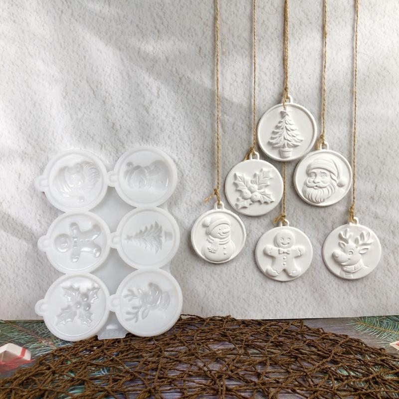 Flexible Silicone Christmas Mould for Wax and Resin Casting, 6 Holiday Cavities with Textured Designs for Candle and Handmade Decoration