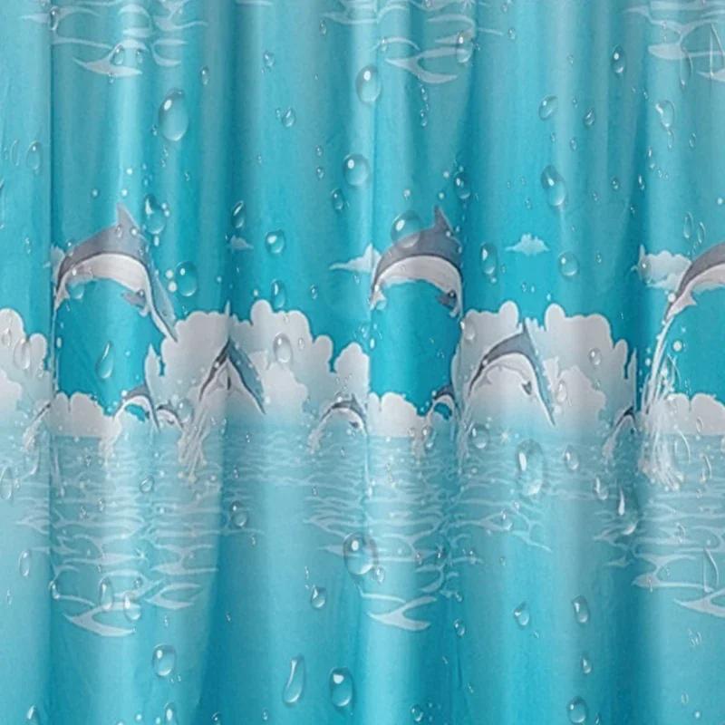 Dolphin PEVA Shower Curtain Thickened Animal  Stainless Steel Buttonhole Waterproof Mildew Proof Translucent Shower Curtain