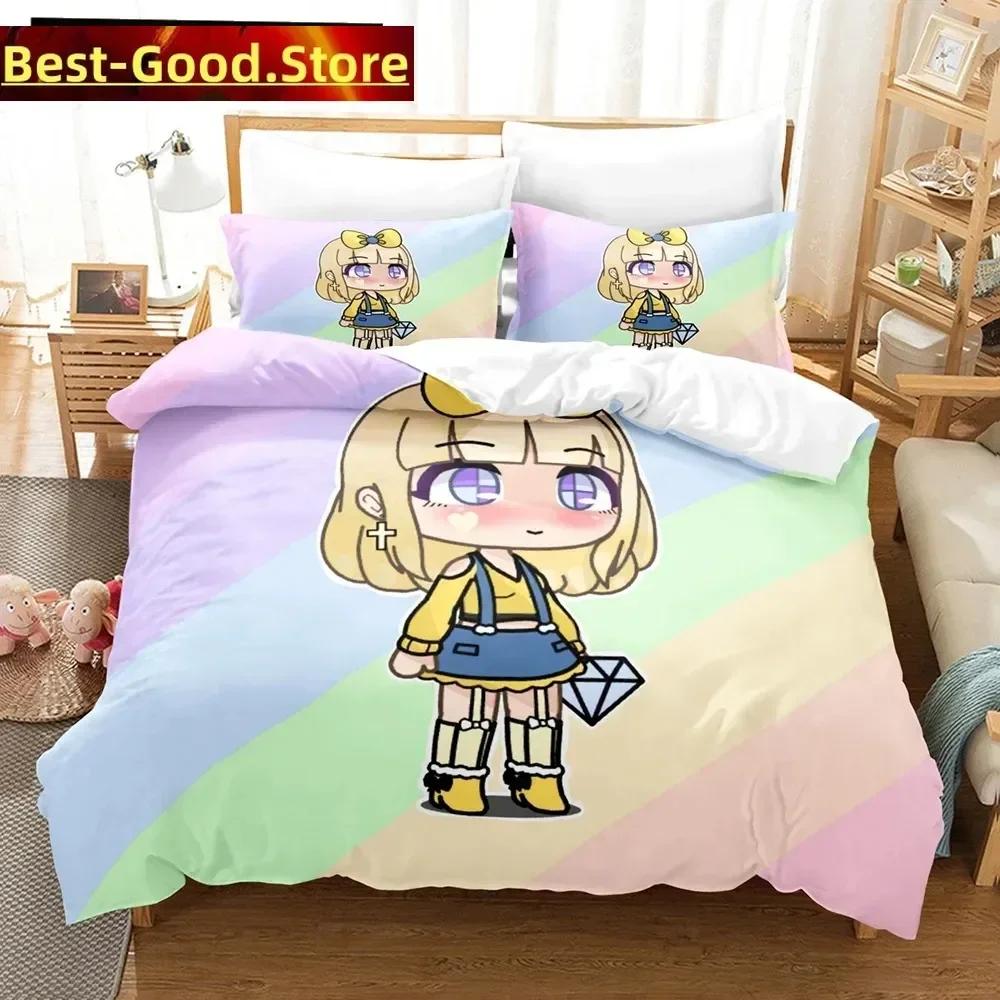 3D Anime Gacha Girl Povlečení s povlakem na polštář Potah na přikrývku Měkké Jednolůžko Dvojlůžko Queen Super King Velikost Domácí textil