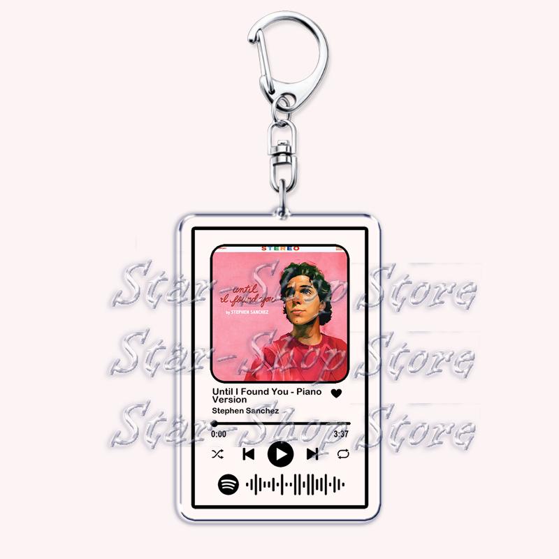 

Popular New Singer Music Keychains for Women Bag Accessories Until I Found You Playlist Code Keyings Jewelry Fans Friends Gifts