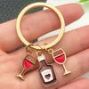 Creative Drip Oil Wine Beer Glass Keychain Pendant for Men's Car Keys & Women's Bags