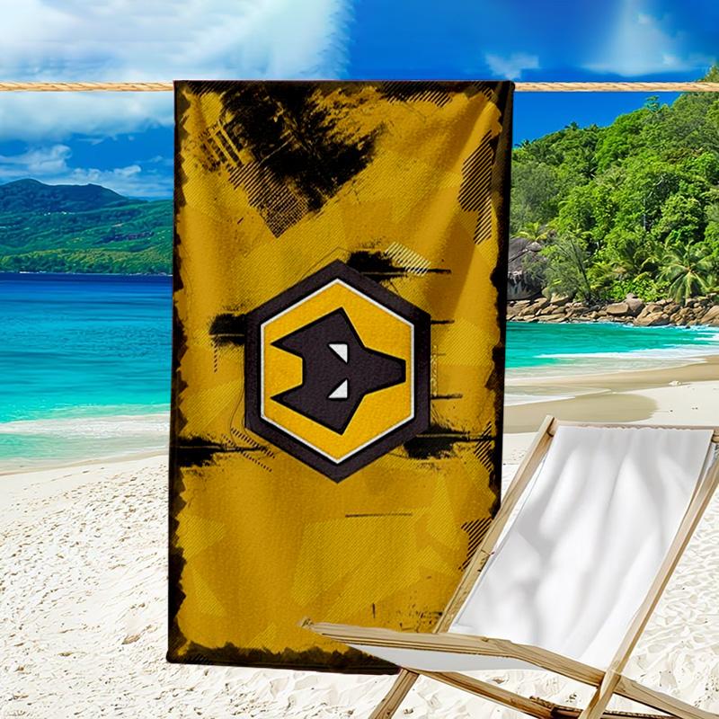Asciugamano da Spiaggia Stampato con Emblema Wolves Football Club, Microfibra Super Morbida, Regalo Perfetto Compleanno, per Piscina, Spiaggia, Viaggio, per famiglia e amici