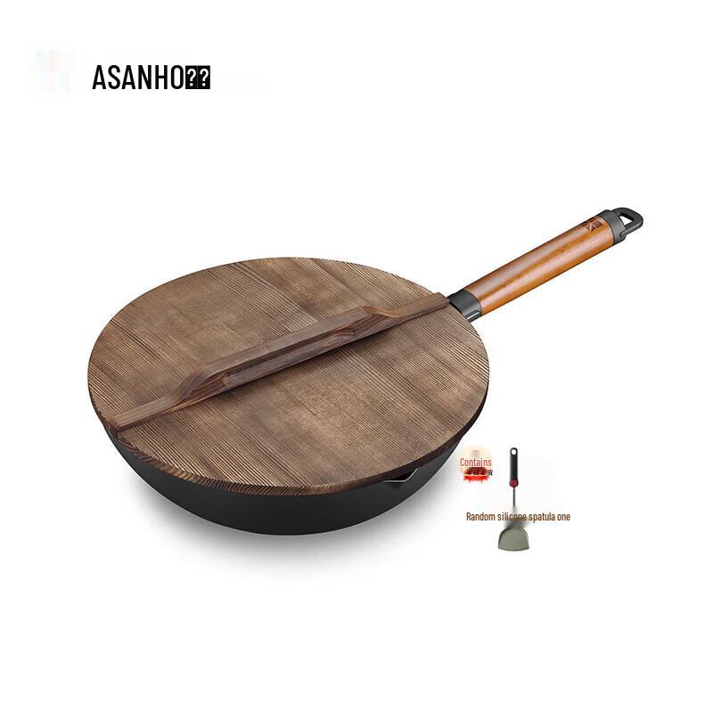 SANHO 30cm Pure Iron Non-Stick Wok