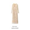 Kaslead New Women Clothes Western Style Fashion Slim Fit Sexy Yellow Lace Long Dress