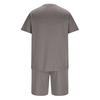 2Pcs/Set Men Sports Suit O-Neck Short Sleeve T-shirt Elastic Waist Wide Leg Shorts Set Solid Color Waffle Fabric Sportswear