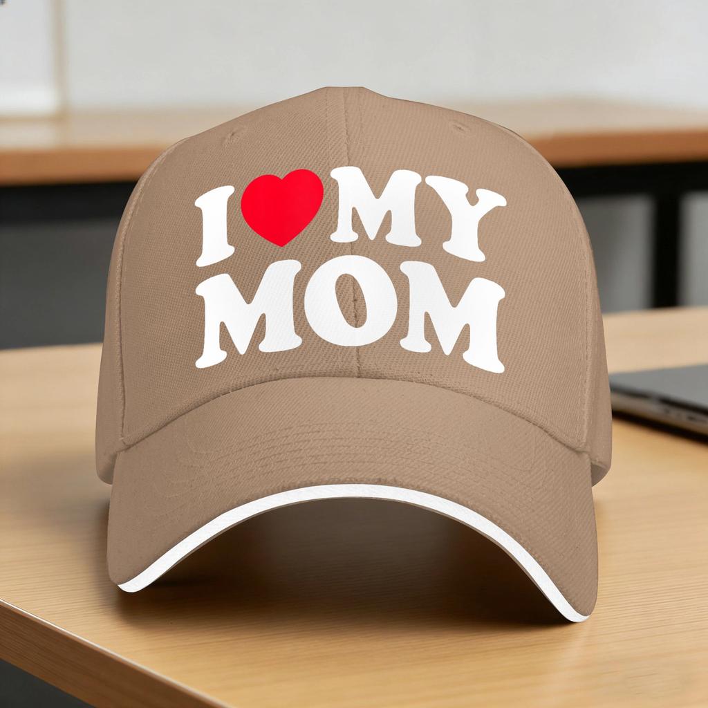 Summer I Love My Mom Baseball Cap Unisex Women I Heart My Mom Mothers Day Sun Trucker Hat Breathable Baseball Caps