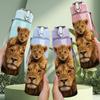 1PC Noble Lion Family Animal 750ml Color Plastic Sports Water Bottle Leakproof Flip Straw Lid Suitable for Sports Office Home Use