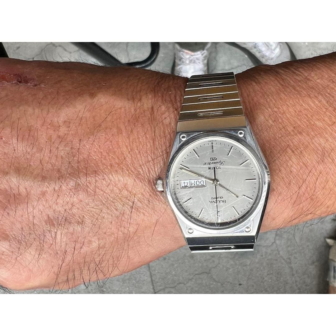 Used Bulova quartz watch silver vintage