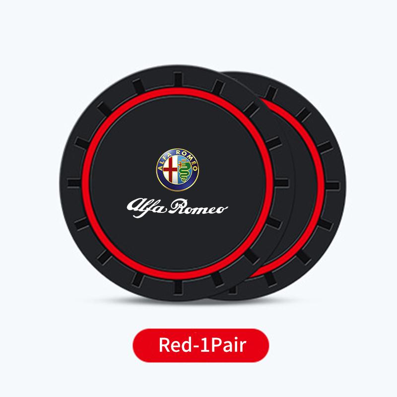

For Alfa Romeo 2026 Hot Sticker Car Logo Non Slip Water Cup Pad Auto Coasters Interior Anti-skid Mat Holders For Alfa Romeo 159