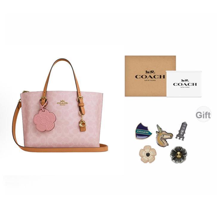 Coach Borsa Tote da Donna Limited Edition San Valentino Mollie 25 Monogramma Classico Ciondolo Fiore Rimovibile Rosa Fiore di Ciliegio CER24-IMPO