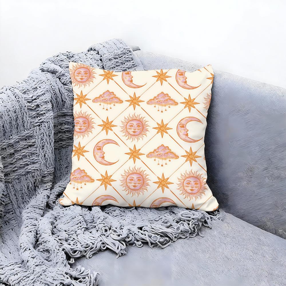 Gorgeous Sun Moon and Stars Cushion Cover Premium Comfort Reversible Pillow Cove Two In One Design for Any Room  Car Interior