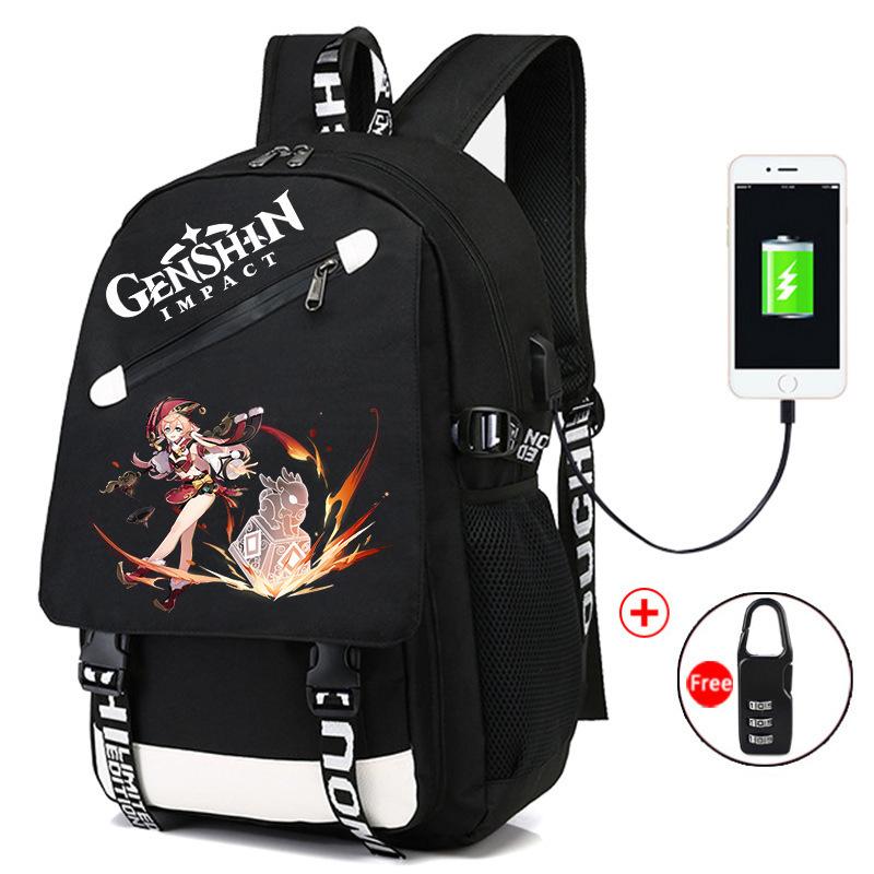Backpack Anime, Genshin Surrounding Large Capacity Student School Bag Outdoor Travel Bag