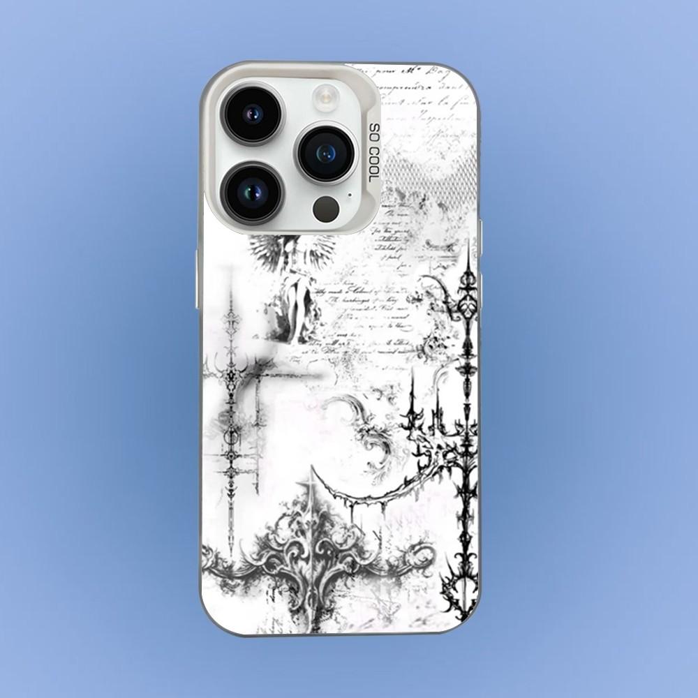 

G-Gothic-cs Кибер-Сигил Чехол для Телефона Для iPhone 16,15,14,13,12,11,Mini,Pro,SE,MAX Белый Матовый Ударопрочный Чехол iPhone13mini