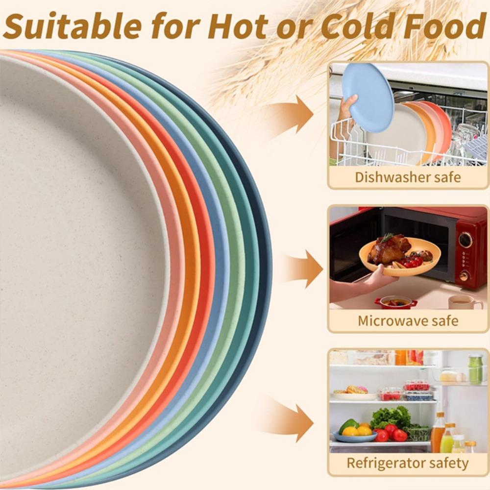 8PCS 9 in Camping Plate Unbreakable Snack Dish Household Fruit Plate Adult