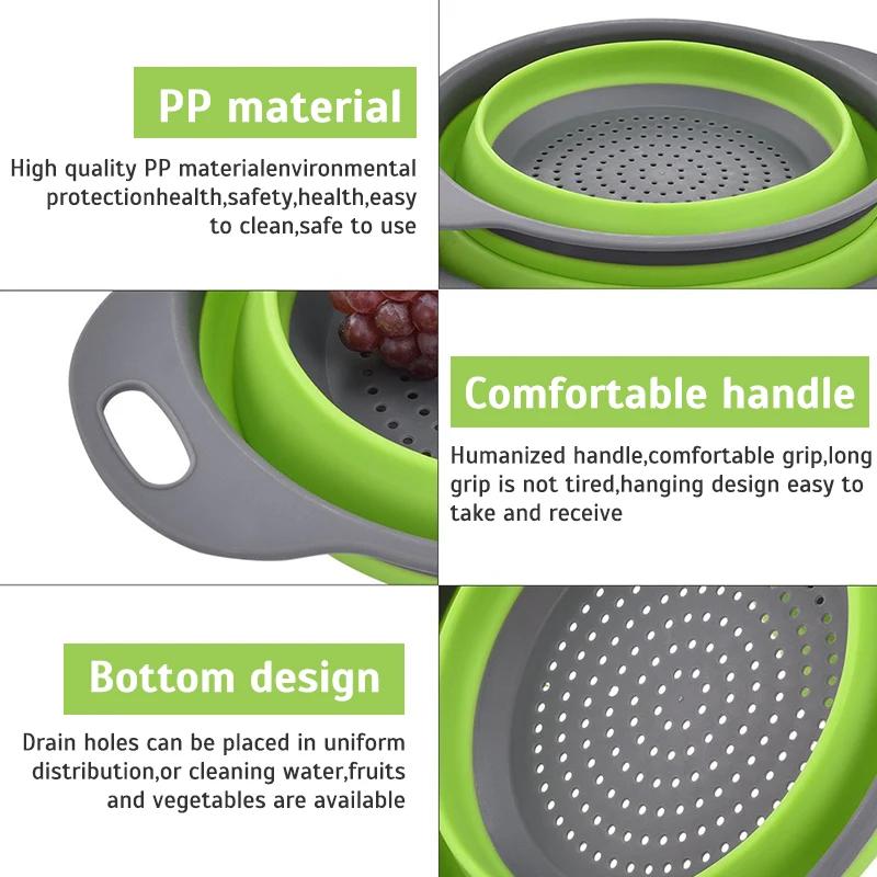 Passoire pliable pour fruits et légumes, panier de lavage, égouttoir à vaisselle, passoire en silicone, égouttoir pliable, ustensiles de cuisine
