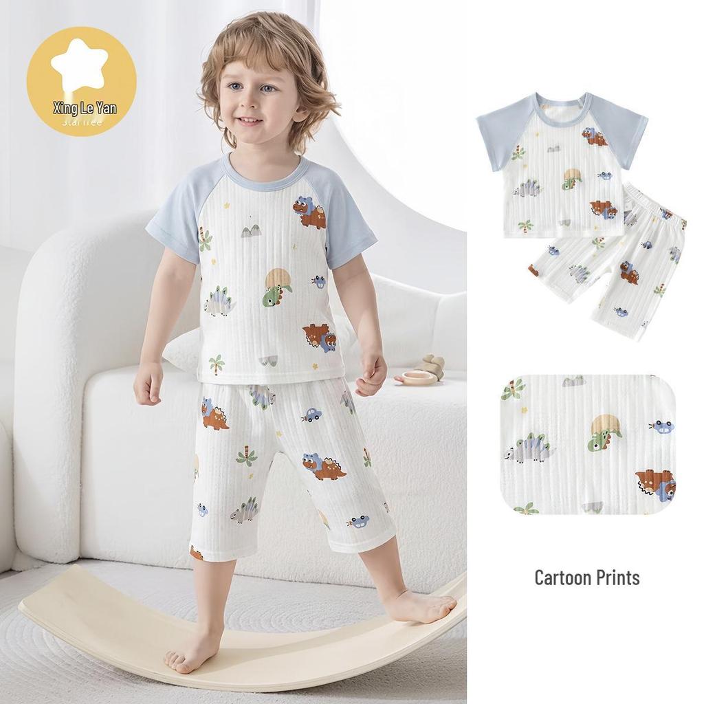 2026 Summer Breathable Cool Children's Short Sleeve Cotton Set