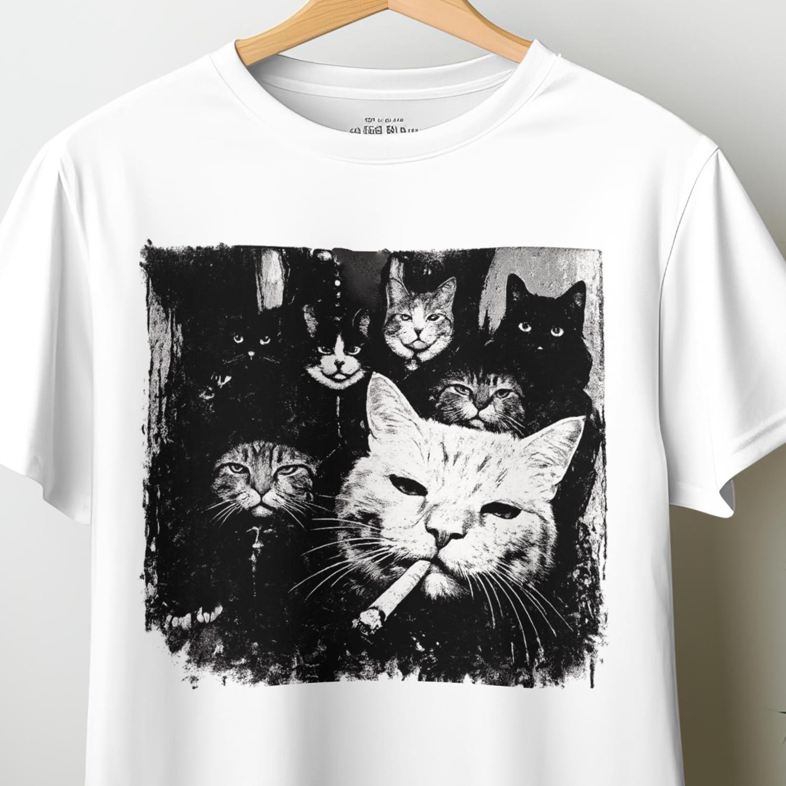 Funny Cat Shirt, Smoking Cat T-Shirt, Grunge Cat Tee, Vintage Black Cat Shirt, Cat Lover Gift, Gothic Cat Tee S
