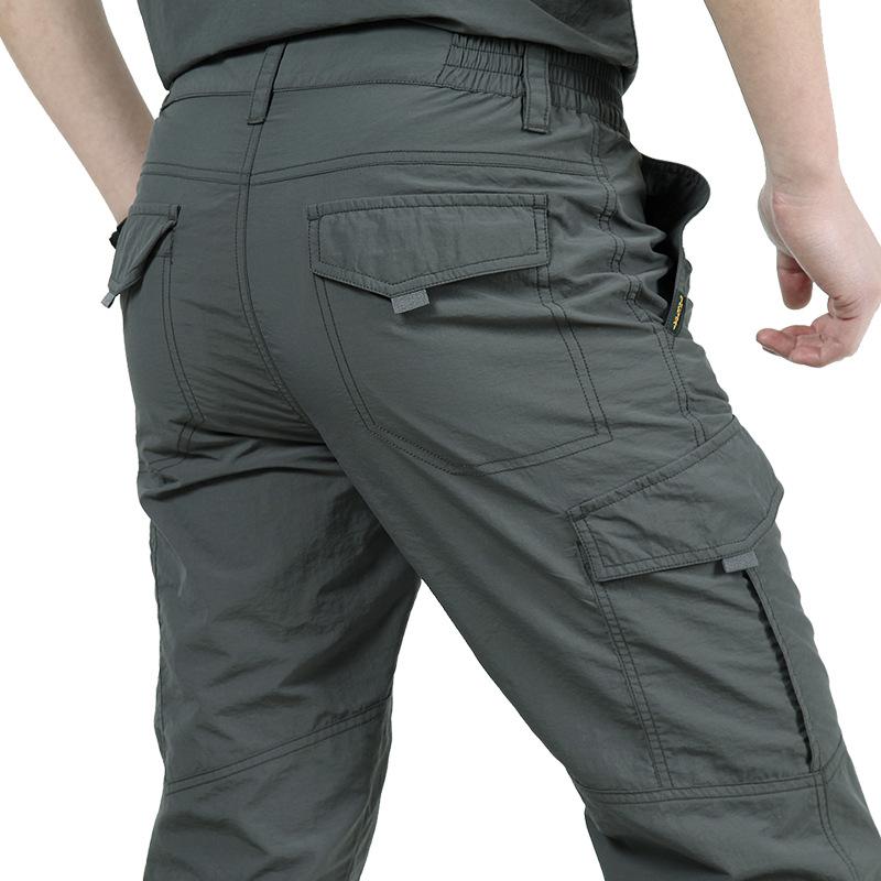 Men's Quick-Drying Multi-Pocket Sports Pants - Plus Size, Casual Long Style for Outdoors.