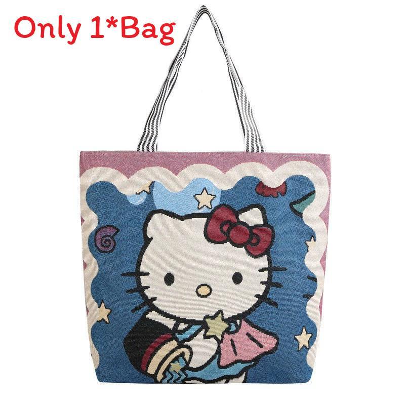 Canvas Butterfly Elephant Cat Tote Bag For Women With Sewn Details For Daily Use