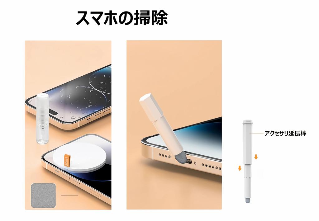 JYCSH 20-i-1 Mångsidigt Rengöringsverktyg för Smartphones, Datorer, iPhones, Datorer, Tangentbord, Trådlösa Hörlurar och Kameror. Bärbar, Integrerad