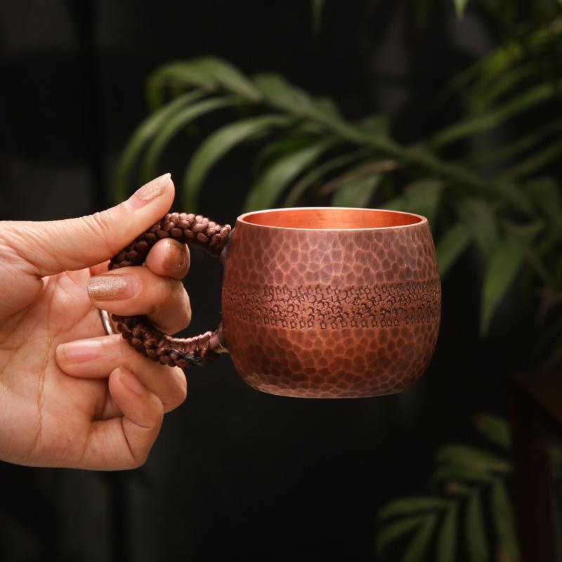 Pure Copper Mug Coffee Powder Dispenser Cups Handcrafted Beer Cup Tumbler Drinkware 200ML Outdoor Travel Cup