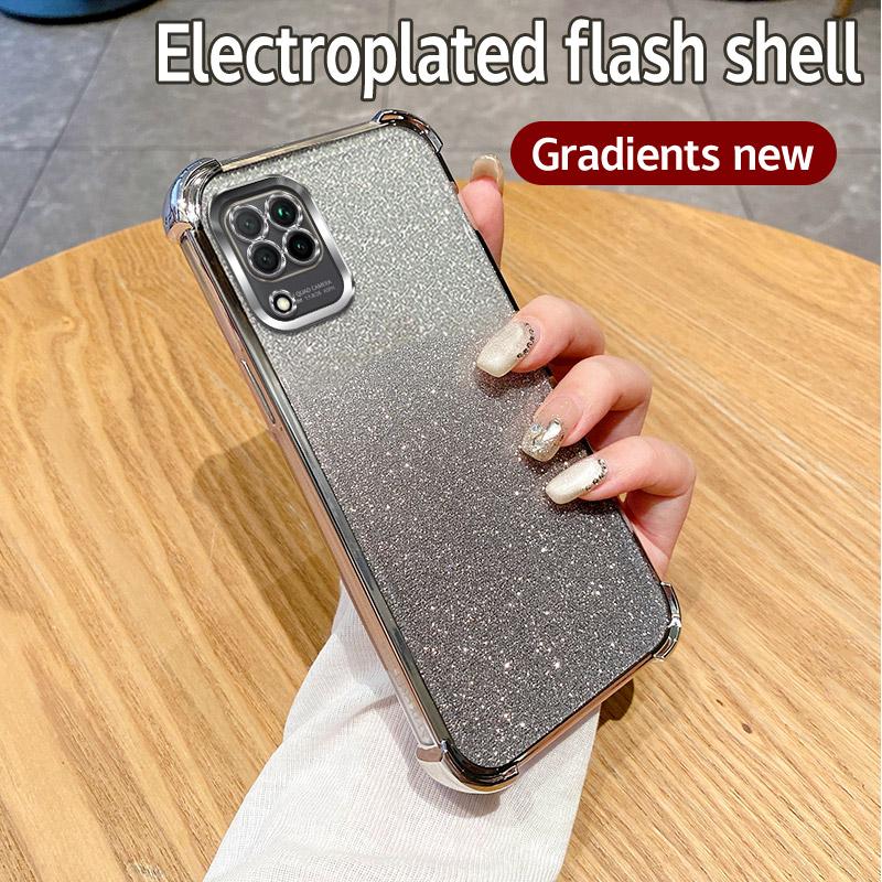 Luxury Plating Clear Shockproof Glitter Phone Case For Samsung Galaxy M32 M22 M12 M02 M02S M04 M05 A51 4G A52S A05S Soft Cover