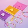 Cute Heart Pvc Transparent Handbag Coin Purse With Beads Chain Women Wallet Zipper Bag Wallet Earphone Key Storage Bag Girl Gift