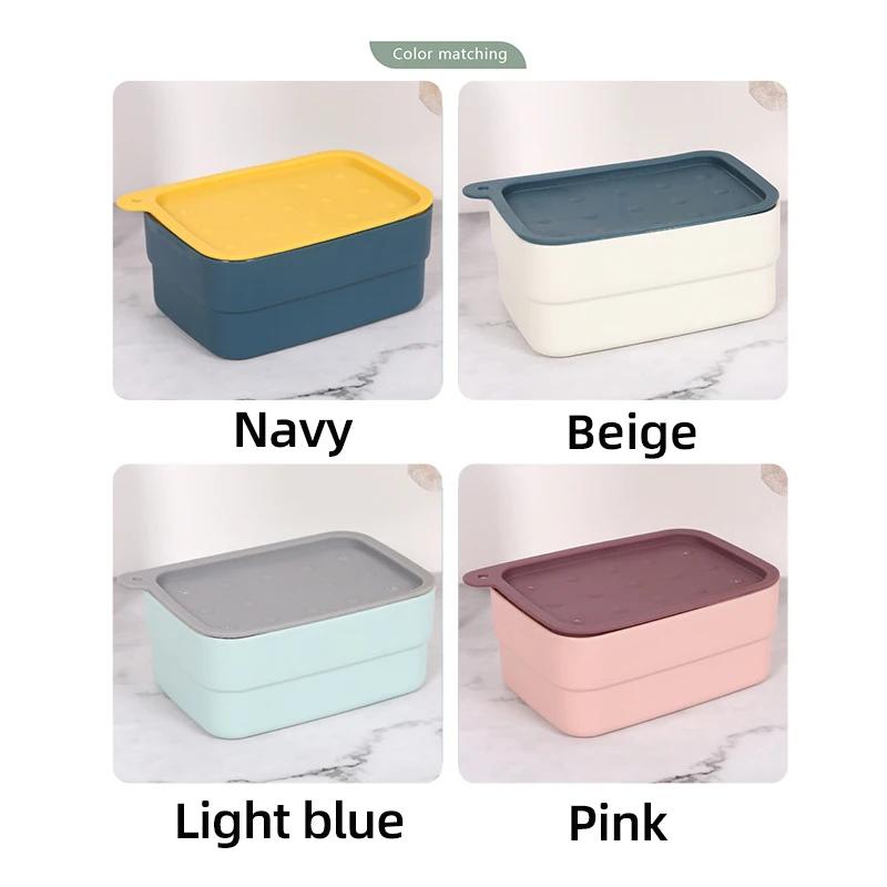 2 in 1 Soap Dish Box Case and Brush Bath Shower Holder Dish Hiking Container Soap Box Case Travel Simple Cleaning Home Organizer