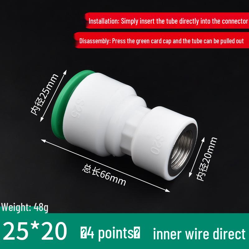 PPR Water Pipe Quick Connector, 4 & 6 Points, No-Melt, Direct Plug-In, 20/25 PE for Cold/Hot Water