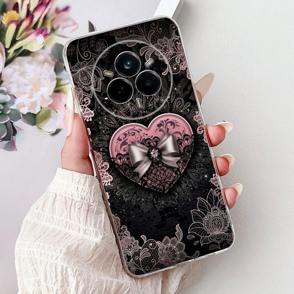 For Realme 14 Pro 14Pro+ Elegant Floral Cat Printed Phone Case For Realme 14 Pro Plus 14Pro 5G Soft Silicone TPU Cases