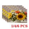 4/6pcs Rectangular Placemats Suitable for Dining Table & Kitchen Decor - 12x18 Inch Sunflower Print Heat-Resistant Table Protectors