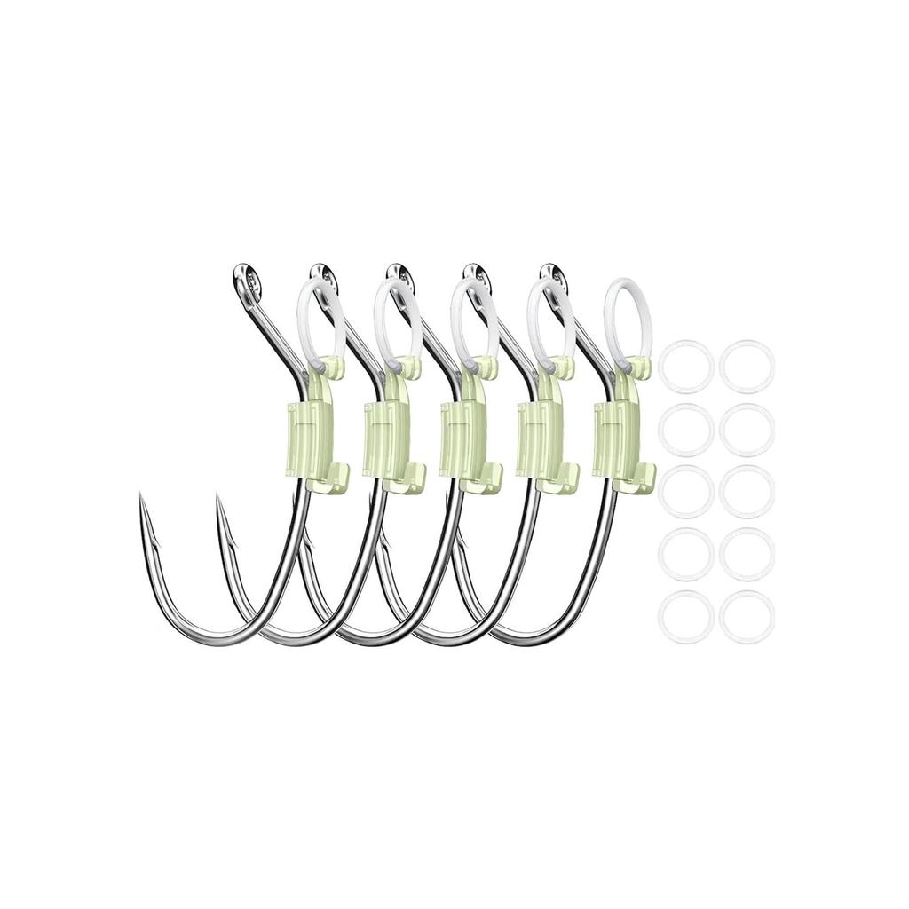 Live Shrimp Hook Fishing Seawater, Glow In The Dark Live Shrimp Hook, Carbon Steel With Barbed Holes