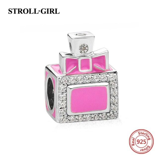 Fit Original European Bracelet 925 Sterling Silver Pink Enamel Dangle Beads Nail Polish Pendant Charms For Women Fashion Jewelry