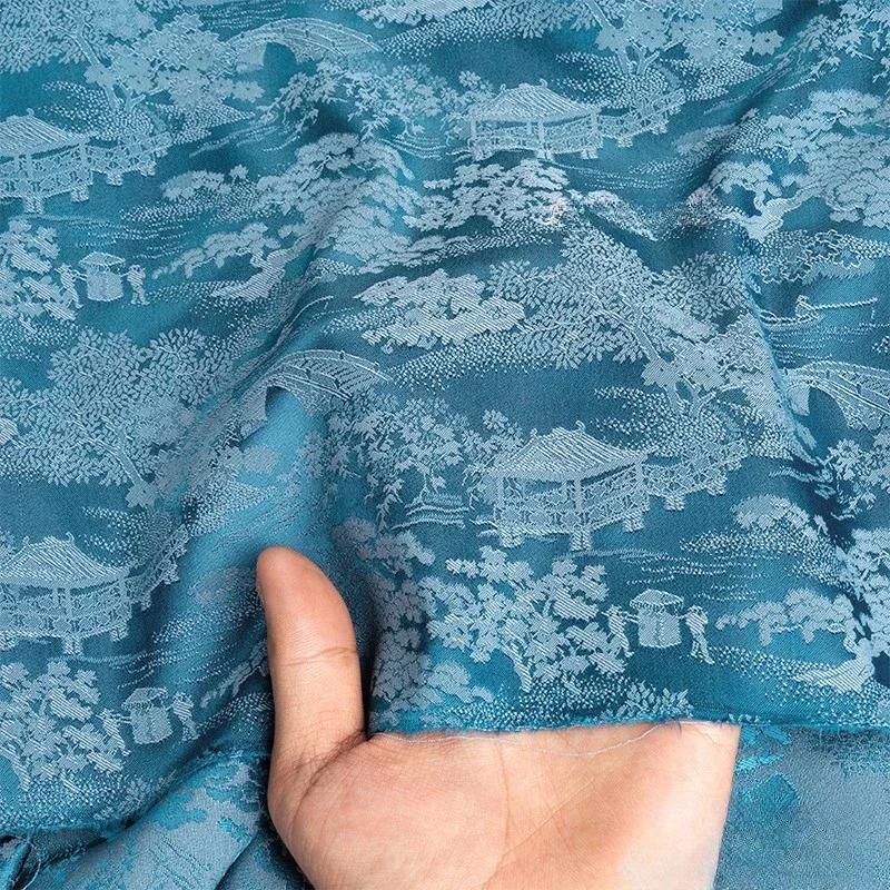 100x150cm Antique Style Jacquard Imitation Acetic Acid Fabric Brocade Satin Silk Fabric Cheongsam Dress Hanfu Horse-face Skirts