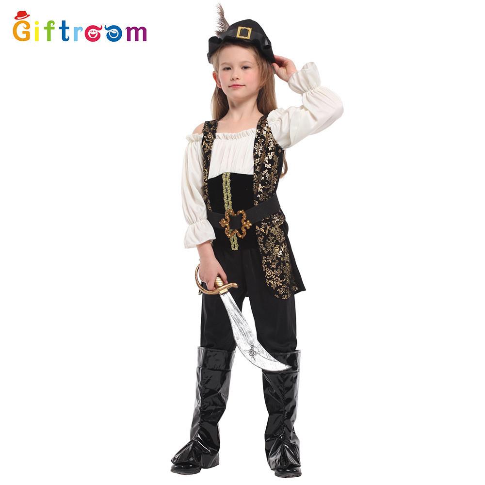 Beautiful Caribbean Pirate Costume For Girls Featuring High-quality Polyester Fabric
