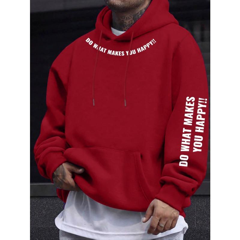 Spring/Autumn New Printed Men's Drawstring Hoodie with Kangaroo Pocket