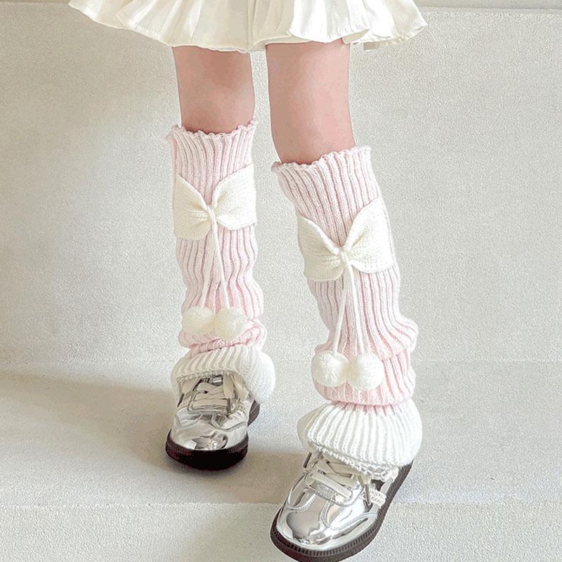 

Новые детские милые гетры с бантами, вязаные носки для девочек, теплые чехлы для ног, милые балетные гетры, носки-гольфы One Size