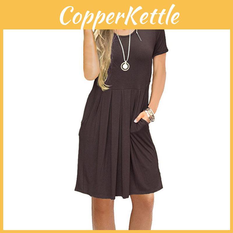 Women's Casual Swing T Shirt Dress Long Sleeve Pocket Loose Tunic For Effortless Style