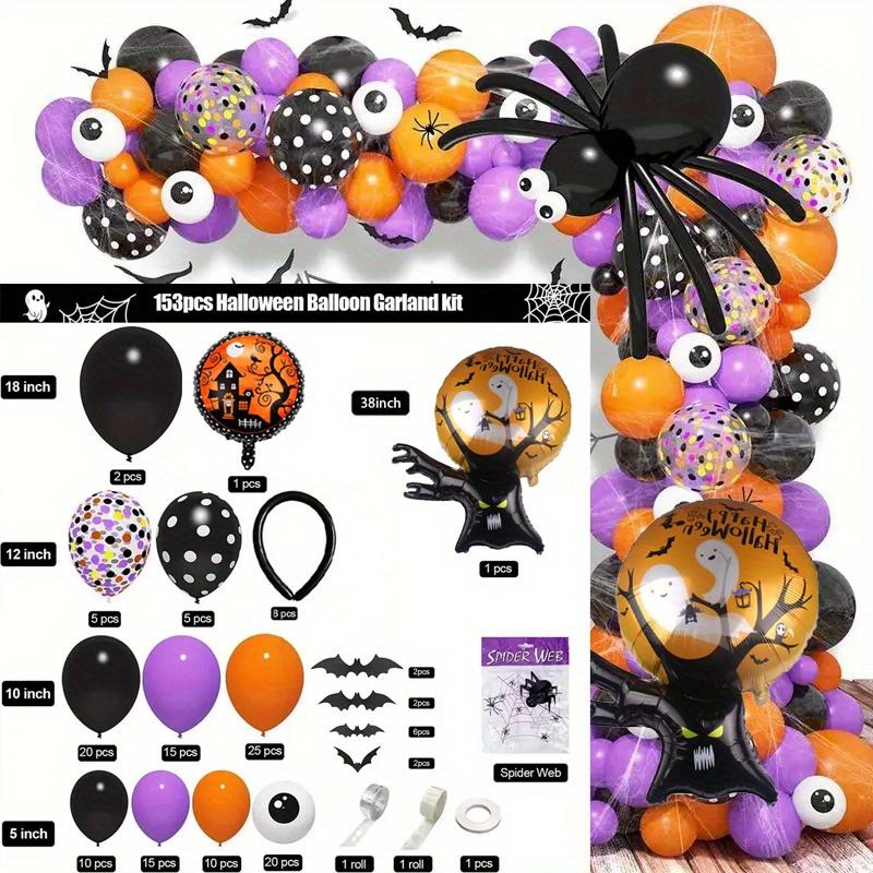 

153Pcs Halloween Balloon Garland Set Bat Stickers for Single Party Decoration Furniture Decoration DIY Balloon Arch Decoration Other