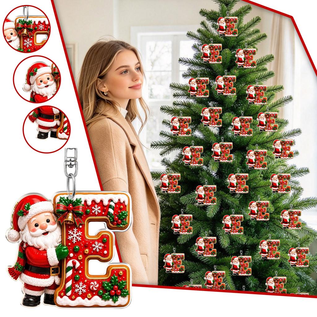 26 Letter Christmas Ornaments Set, 2D Hanging Decorations, 0.33 Thick