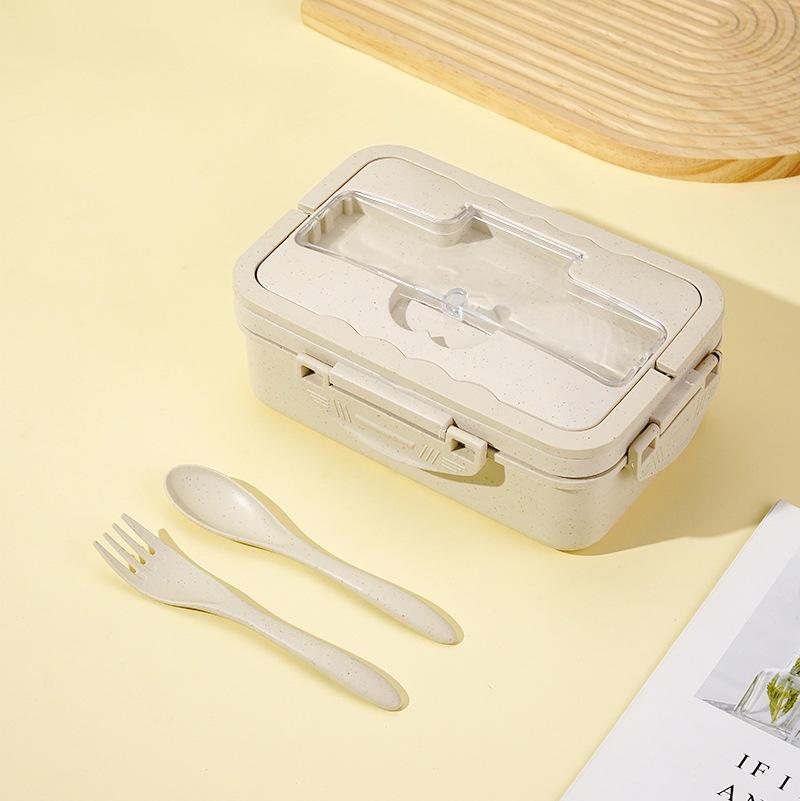 Wheat Straw Insulated Microwave-Safe Bento Lunch Box for Office & Students