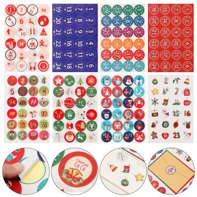 Multifunktionale Keks-Süßigkeiten-Verpackungsaufkleber Adventskalender-Nummern-Papieraufkleber Weihnachtsaufkleber