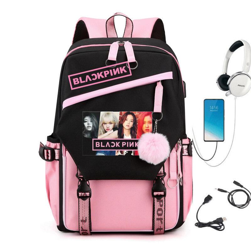 Japan cartoon comics Demon Slayer Large Capacity Backpack for Teenagers and Students USB Interface Laptop Bag 0007