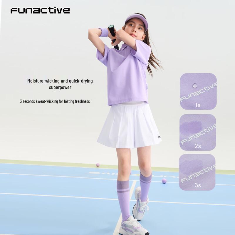 FUN ACTIVE Girls' Short Sleeve Quick-Dry Polo Sports Top