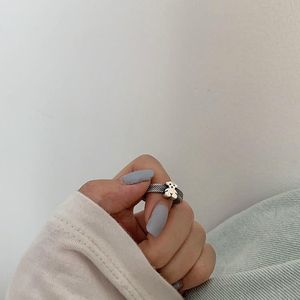 Кольцо медведь женское регулируемое парное открывающееся инс Инфлюенсер кольцо на указательный палец кольцо ретро личность тренд