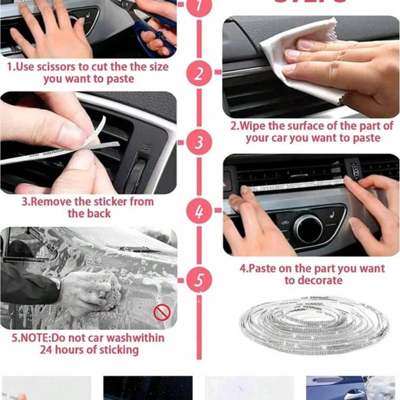1pc Car Diamond Inlaid Decorative Strip, DIY, Gift For Women