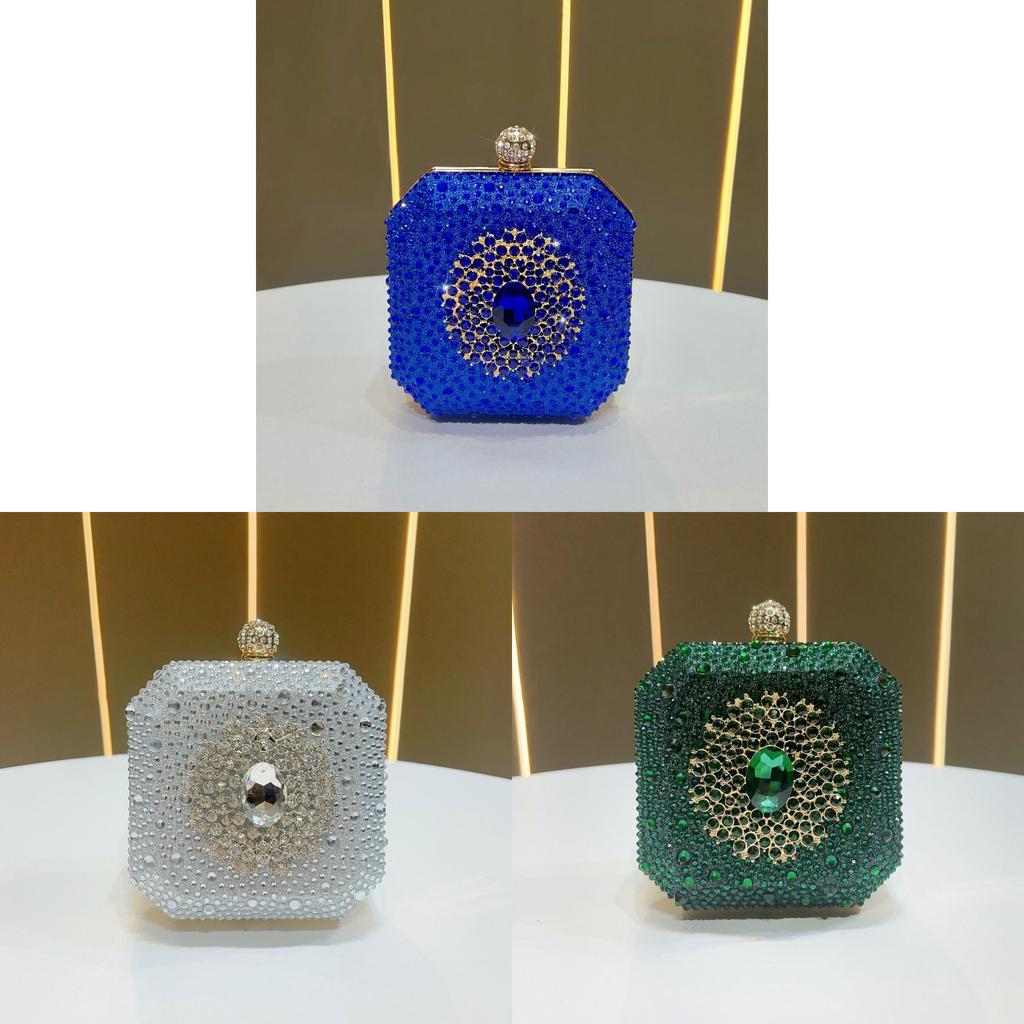 Mini Womens Evening Clutch With Glittering Water Drilled Embellishments For Party And Dinner Events