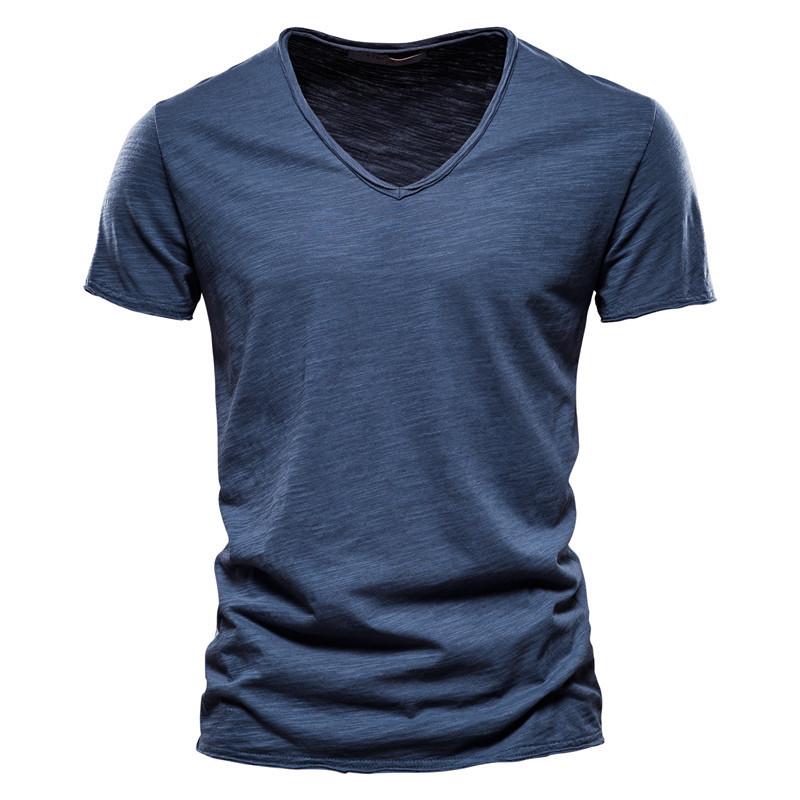 Sommer Herren Uni Bambus Baumwolle V-Ausschnitt T-Shirt - Heißverkaufender Europäischer & Amerikanischer Stil