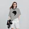 Chuyu Damen Erdbeer-Applikation Baumwollmischung T-Shirt