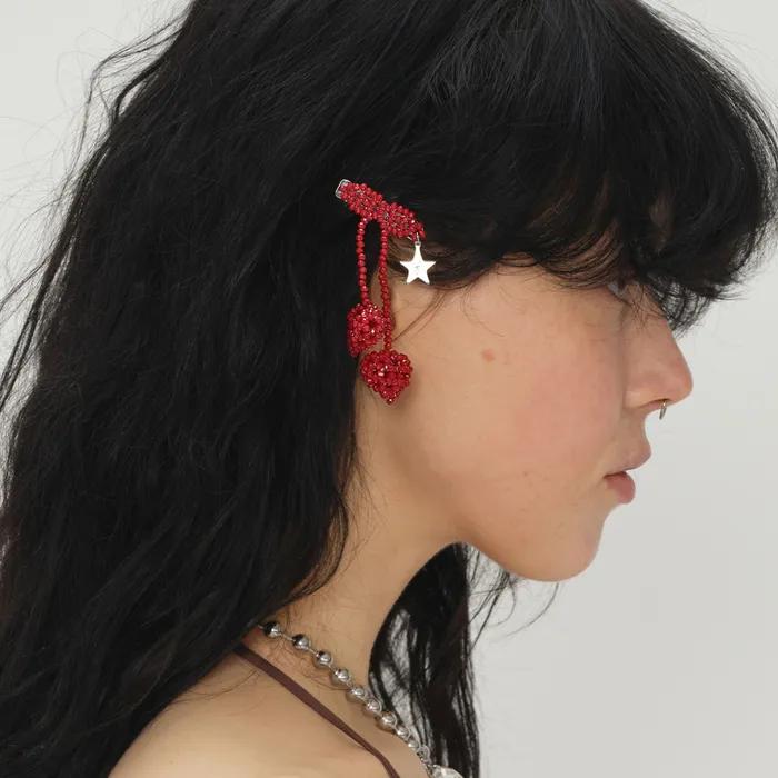 Beaded Hair Clip (Red)_CHERRYx2 BEADED HAIR CLIP (RED)